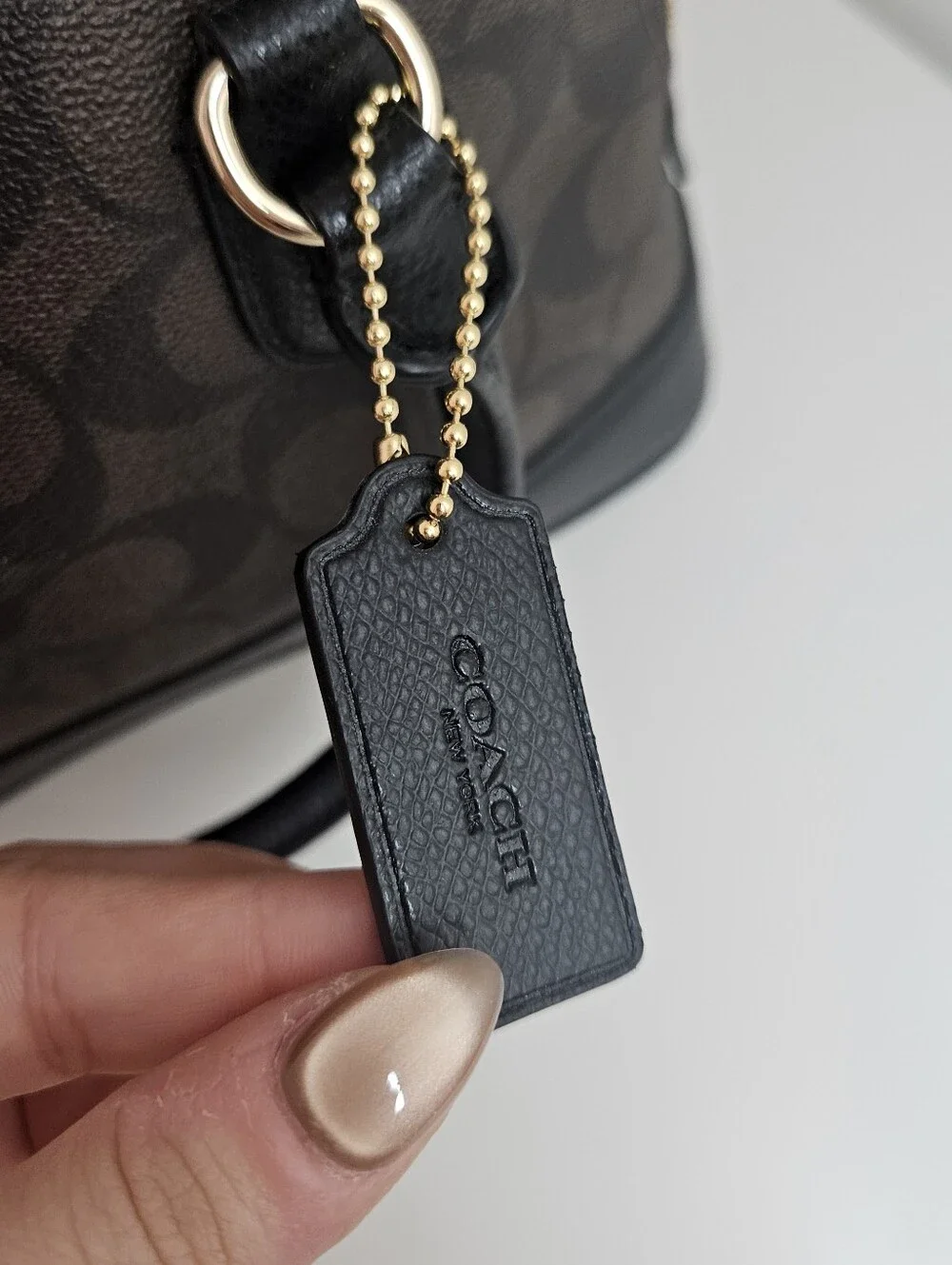 Coach Cora Dome Bag Brown Black Signature Cs Coated Canvas Satchel Mini Purse - Picture 5 of 14